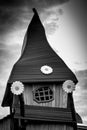 Spooky old cartoon house in black and white