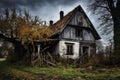 Abandoned house with autumn foliage