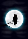 Spooky owl and moon Royalty Free Stock Photo