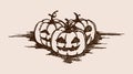 Spooky pumpkin halloween hand drawing