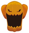 Spooky Pumpkin with Loud Laugh and Dislocated Jaw, Vector Illustration