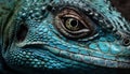 Spooky reptile portrait a close up of a green iguana eye generated by AI