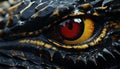 Spooky reptile portrait dragon eye reflects elegance and danger generated by AI