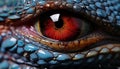 Spooky reptile staring, dangerous eyes watching, nature extreme portrait generated by AI