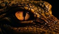 Spooky reptile staring with yellow eyes in the dark night generated by AI