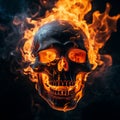 Burning Skull on Dark Background