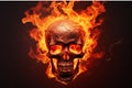 Burning Skull on Dark Background