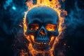 Burning Skull on Dark Background