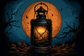 Spooky scary mystery horror illustration moon sky night dark halloween evil background