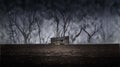 Spooky Scene of a Loan Shed With Silhouette of a Dark Forest Behind