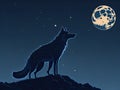 Black wolf howling at moon. Generative Ai Royalty Free Stock Photo