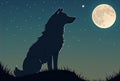 Black wolf howling at moon. Generative Ai Royalty Free Stock Photo