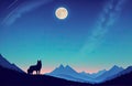 Black wolf howling at moon. Generative Ai Royalty Free Stock Photo