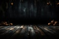 Spooky scene Mysterious Halloween atmosphere with chilling wooden planks backdrop