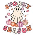 Spooky Season Vibes Sublimation. Halloween ghost retro t-shirt design