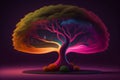 Spooky shaped tree against dark background. Frightening image of a tree in magical world Generative AI