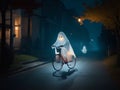 Spooky Specter Cycling. AI generated Royalty Free Stock Photo