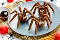 Spooky spider cakes, chocolate spider cookies for Halloween