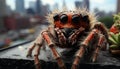 Spooky spider, poisonous arachnid, horror in nature dark, dangerous night generated by AI