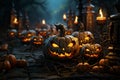 Spooky squad of jack o lanterns sets a haunting Halloween mood