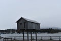 A house on four pillars facing the ocean