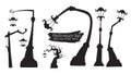 Spooky street lamp silhouette collection of Halloween vector iso