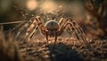 Spooky tarantula crawling on a hairy leaf generated by AI Royalty Free Stock Photo