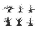 Spooky tree silhouette, Halloween tree silhouette, Dead tree silhouette, Spooky vector Royalty Free Stock Photo