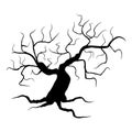 Spooky tree silhouette vector illustration. Halloween black plant isolated on white background. Royalty Free Stock Photo