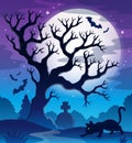 Spooky tree theme image 2 Royalty Free Stock Photo
