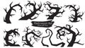 Spooky trees silhouette collection of Halloween vector isolated Royalty Free Stock Photo