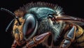 Spooky wasp portrait on black background, extreme close up focus generated by AI Royalty Free Stock Photo