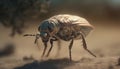 Spooky weevil horned head in extreme close up generated by AI