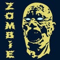 Spooky zombie screams head. Vector illustration.