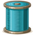 Spool of Blue Thread Illustration for Sewing and Needlework Crafts Projects Royalty Free Stock Photo