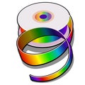 Spool of colored ribbon isolated on white background. Vector cartoon close-up illustration.