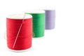 Spool of green thread and needle Royalty Free Stock Photo