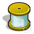 Spool of polymeric tape or thread isolated on white background. Vector cartoon close-up illustration.