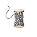 Spool of thread with baker`s twine