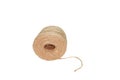 Spool of thread beige on white background, isolated