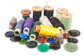 Spool of thread with buttons Royalty Free Stock Photo