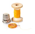 Spool of thread and buttons Royalty Free Stock Photo