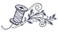 Spool of Thread and Needle Sewing Illustration, vector design Generative AI Royalty Free Stock Photo