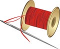 Spool with threads and needle