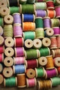 Spools of colored thread. multicolored motley background
