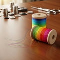 Arrangement creates a visually engaging still life of sewing Royalty Free Stock Photo
