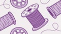 Spools of purple thread for sewing and crafts. vector design Generative AI Royalty Free Stock Photo
