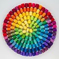 Spools of thread arranged in a circular pattern create a vivid rainbow Royalty Free Stock Photo