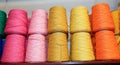 Spools of thread and balls of wool for sale Royalty Free Stock Photo