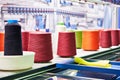 Spools of thread and knitting machines